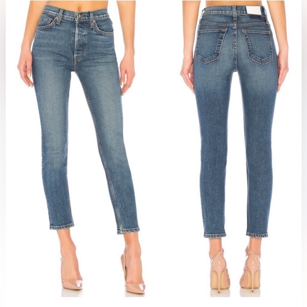 Re/Done 90s High Rise Jeans Ankle Crop Blue Denim Size 29